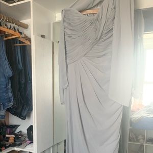 Long gray bridesmaid dress